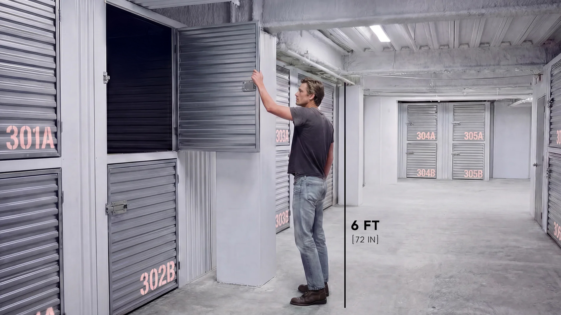 A renter accessing their storage unit at the 24 Avenue B facility